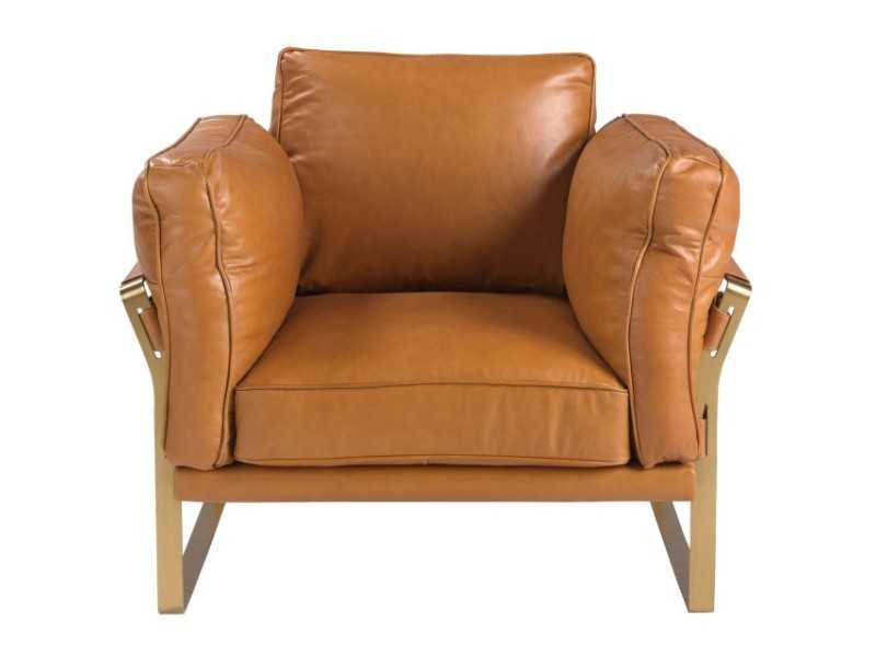 Sillón de diseño tapizado en piel genuina - AZZARO