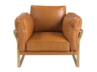 Designer armchair upholstered in genuine leather - AZZARO
