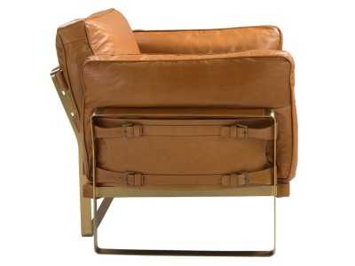 Designer armchair upholstered in genuine leather - AZZARO