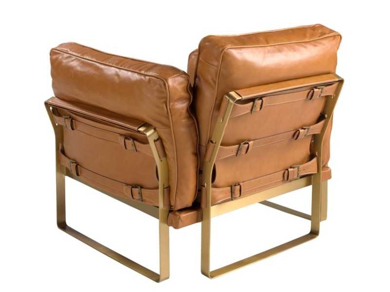 Sillón de diseño tapizado en piel genuina - AZZARO