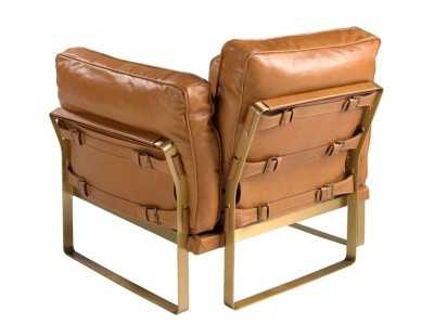 Designer armchair upholstered in genuine leather - AZZARO