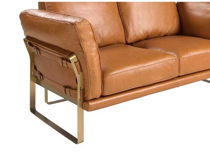 Sofá 2 plazas de diseño tapizado en piel genuina - AZZARO