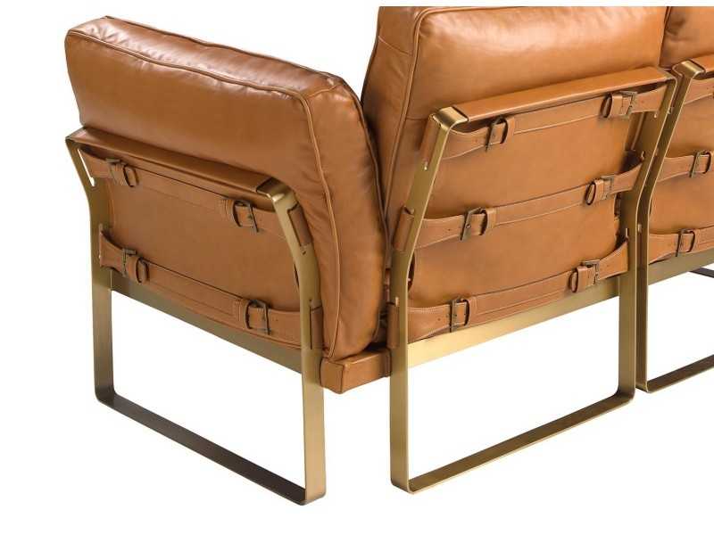 Canapé design 2 places tapissé de cuir véritable - AZZARO