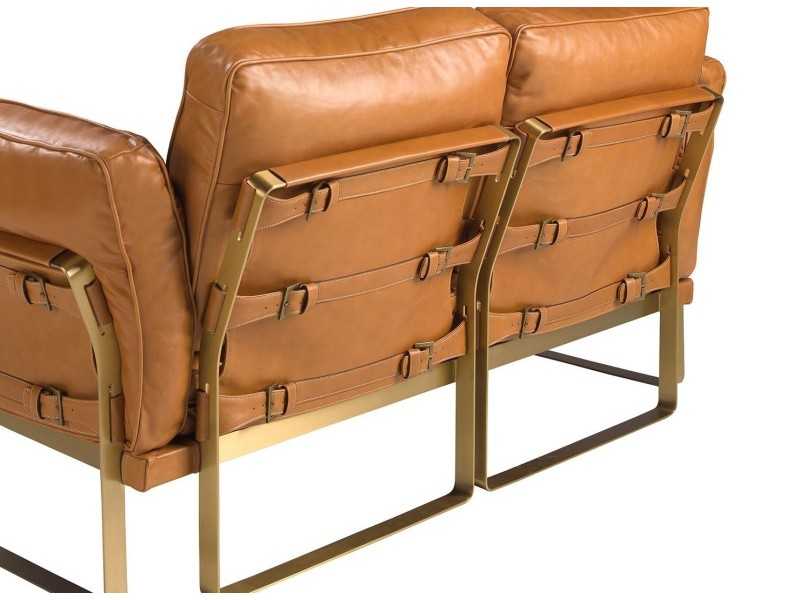 Sofá 2 plazas de diseño tapizado en piel genuina - AZZARO