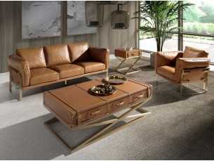 Designer 3-seater sofa upholstered in genuine leather - AZZARO 2