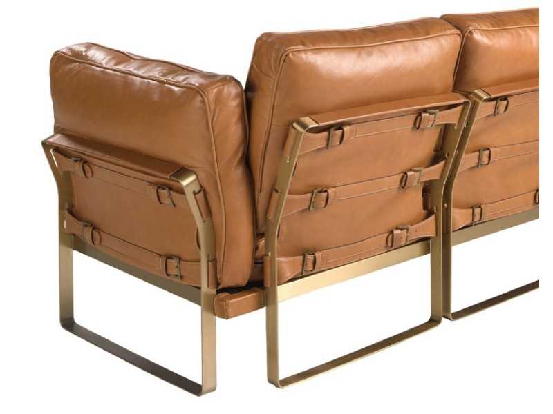Canapé design 3 places tapissé de cuir véritable - AZZARO