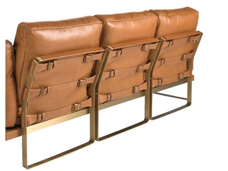 Designer 3-seater sofa upholstered in genuine leather - AZZARO