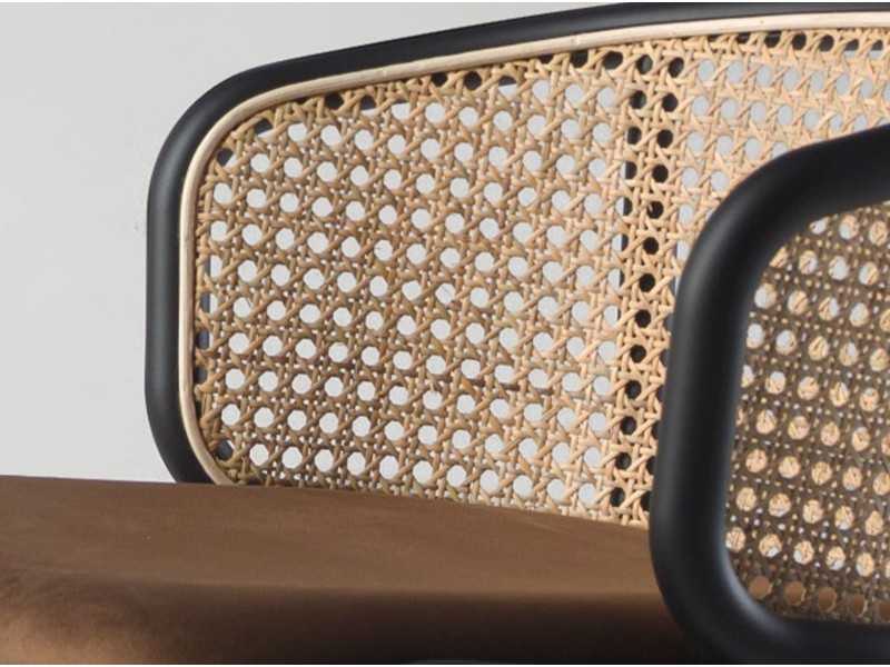 Tabouret en acier inoxydable et rotin - RODIOS