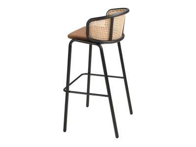 Stool in stainless steel and rattan - RODIOS