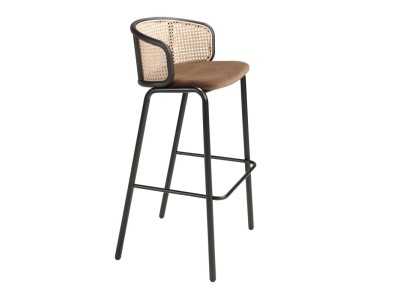 Stool in stainless steel and rattan - RODIOS