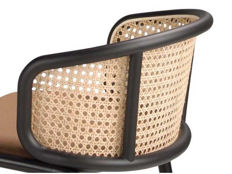 Tabouret en acier inoxydable et rotin - RODIOS