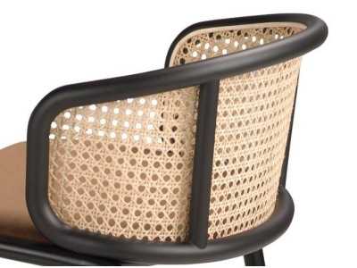 Stool in stainless steel and rattan - RODIOS