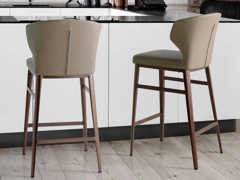 Designer stool with stainless steel structure - NAVONA