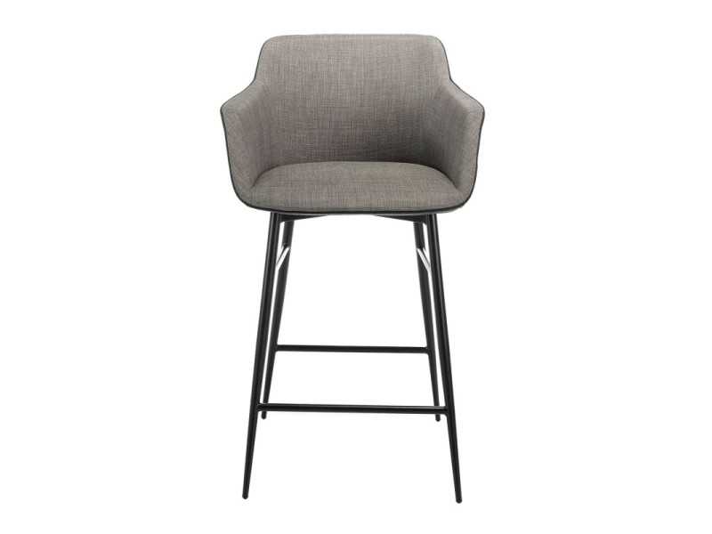 Taburete de diseño con reposabrazos y patas en acero inoxidable negro - ALBAL