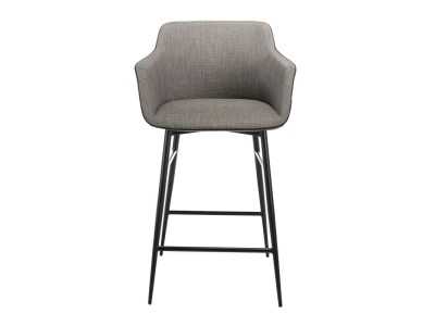 Taburete de diseño con reposabrazos y patas en acero inoxidable negro - ALBAL