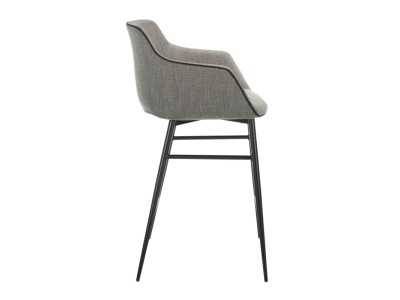 Taburete de diseño con reposabrazos y patas en acero inoxidable negro - ALBAL