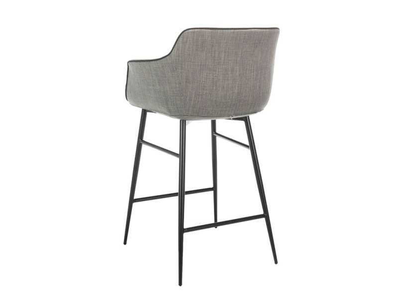 Taburete de diseño con reposabrazos y patas en acero inoxidable negro - ALBAL