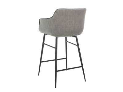 Taburete de diseño con reposabrazos y patas en acero inoxidable negro - ALBAL