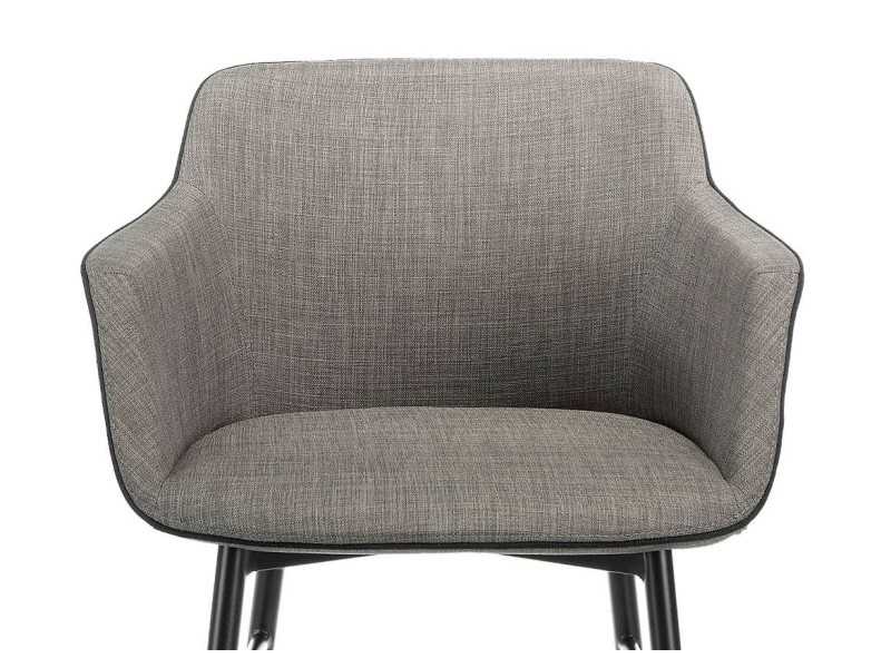 Tabouret design avec accoudoirs et pieds en acier inoxydable noir - ALBAL