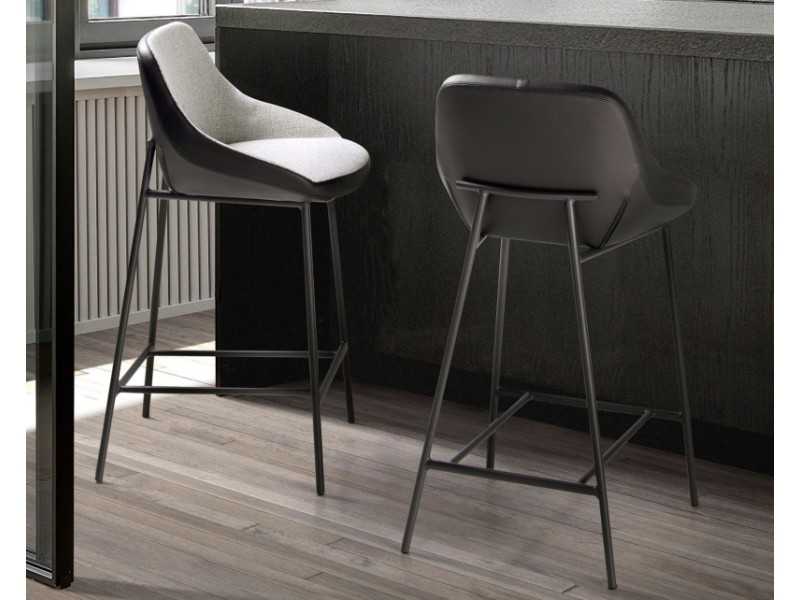 Designer stool with black stainless steel structure - ANGELO