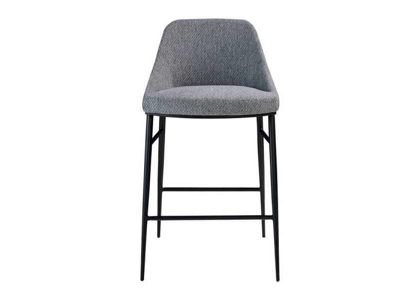 Tabouret design tapissé de tissu et structure en acier inoxydable noir - NEO