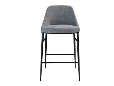 Designer stool upholstered in fabric and black stainless steel structure - NEO