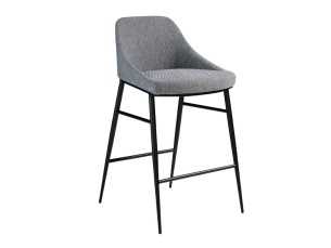 Tabouret design tapissé de tissu et structure en acier inoxydable noir - NEO
