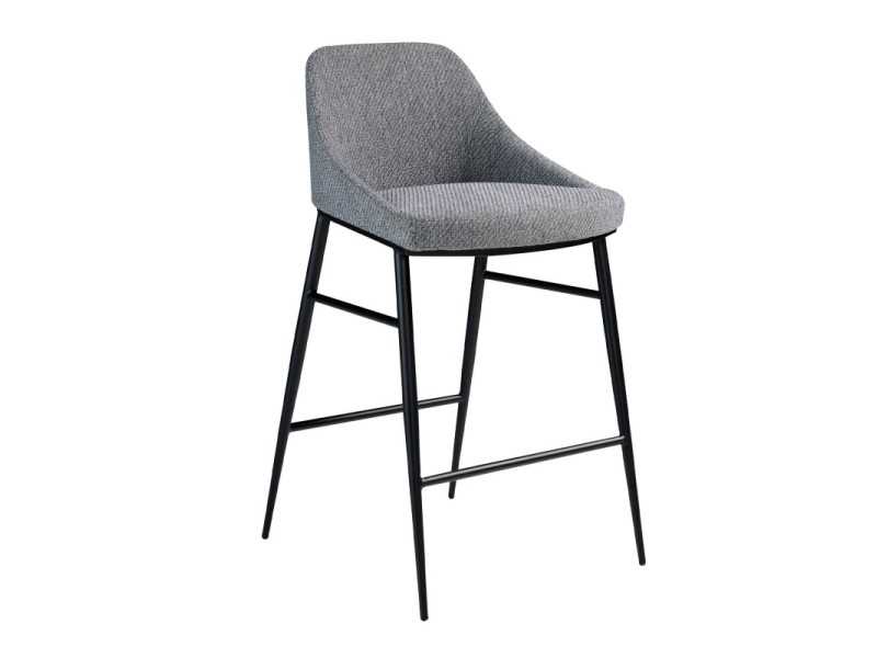 Taburete de diseño tapizado en tela y estructura en acero inoxidable negro - NEO