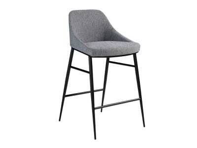 Designer stool upholstered in fabric and black stainless steel structure - NEO