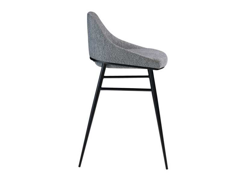 Designer stool upholstered in fabric and black stainless steel structure - NEO