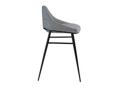 Designer stool upholstered in fabric and black stainless steel structure - NEO
