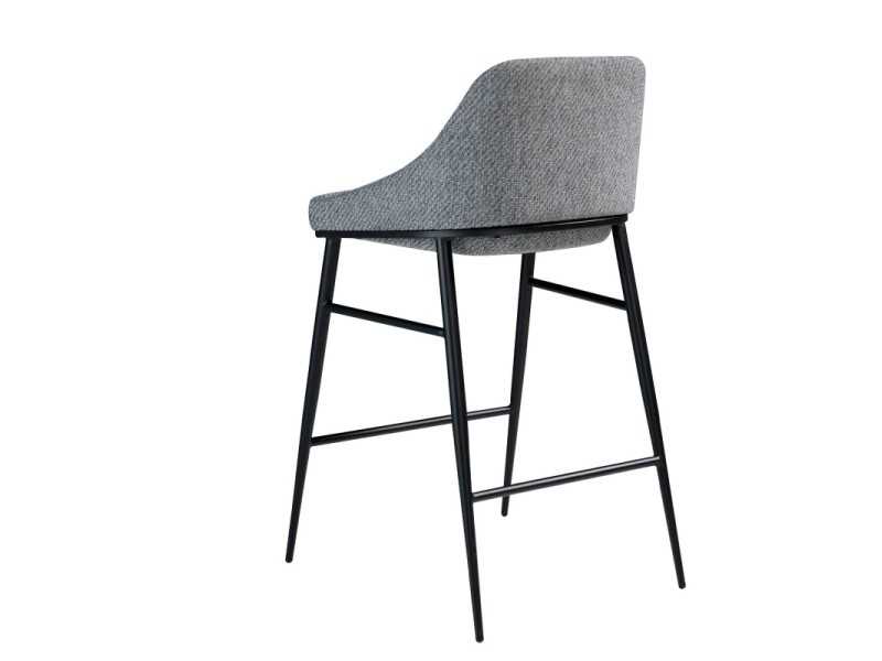 Designer stool upholstered in fabric and black stainless steel structure - NEO