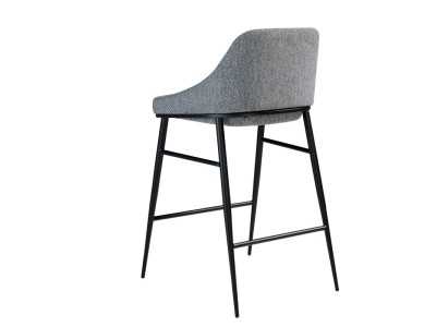 Designer stool upholstered in fabric and black stainless steel structure - NEO