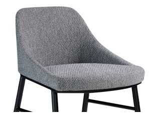 Tabouret design tapissé de tissu et structure en acier inoxydable noir - NEO 2