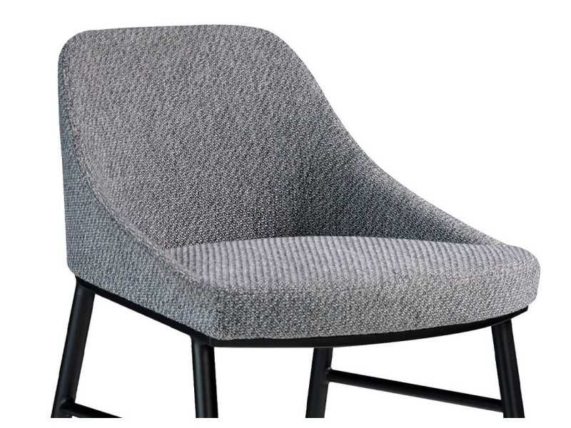 Designer stool upholstered in fabric and black stainless steel structure - NEO