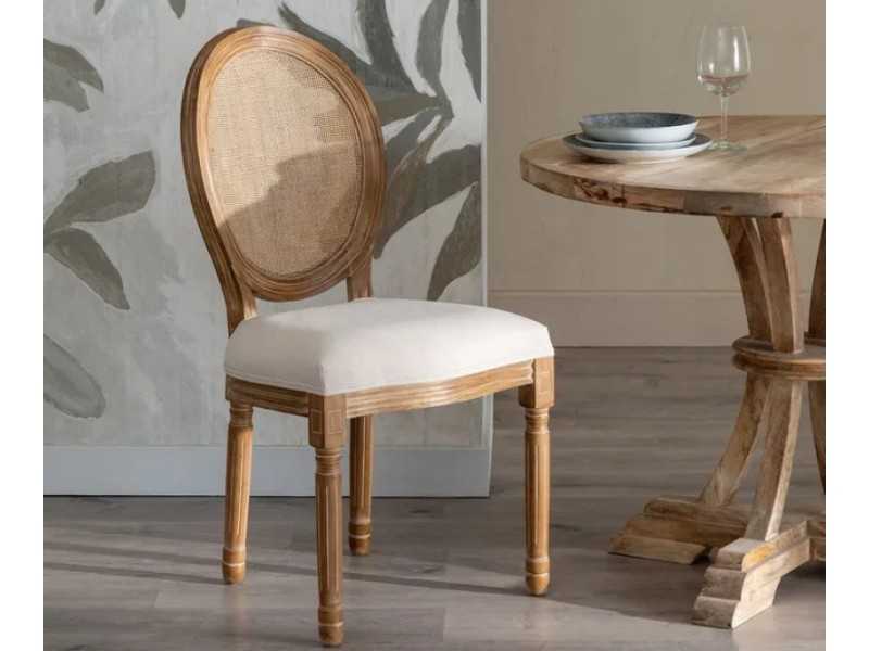 Classic solid wood chair with rattan backrest - CLASSIC OVALO