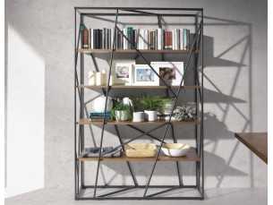 Steel bookcase with walnut shelves - BEAU