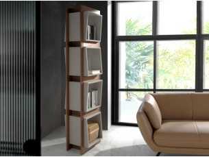 Walnut shelving with lacquered cubes - TETRIS