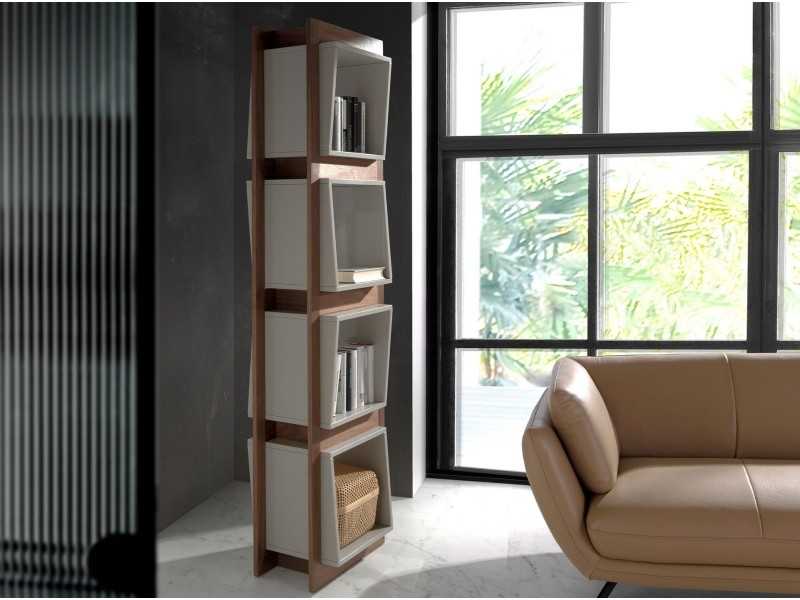 Walnut shelving with lacquered cubes - TRETIS