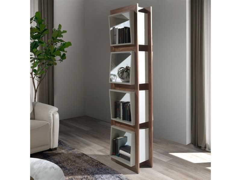 Walnut shelving with lacquered cubes - TRETIS