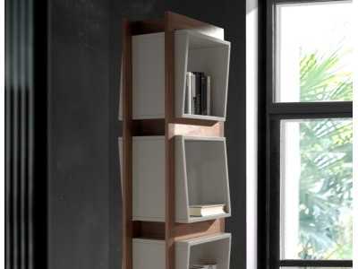 Walnut shelving with lacquered cubes - TRETIS
