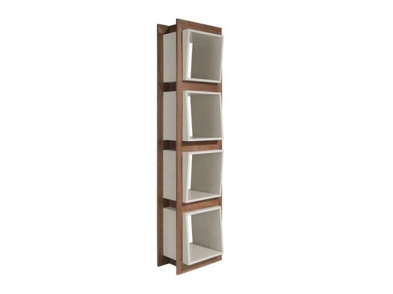 Walnut shelving with lacquered cubes - TETRIS