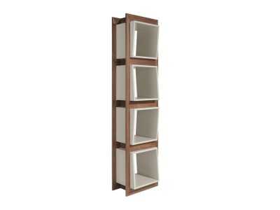 Walnut shelving with lacquered cubes - TRETIS