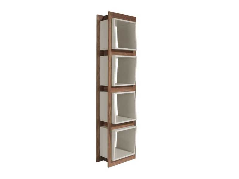 Walnut shelving with lacquered cubes - TETRIS