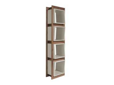 Walnut shelving with lacquered cubes - TRETIS
