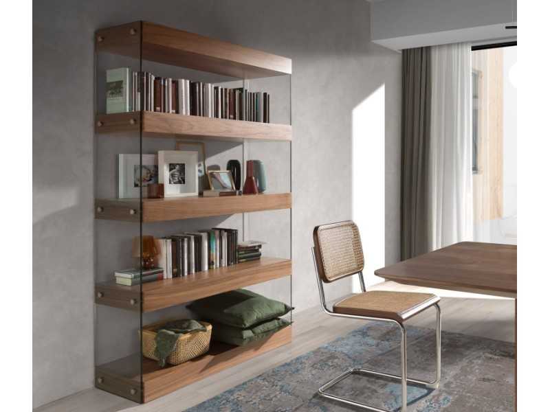 Walnut shelving and tempered glass sides - AVERY