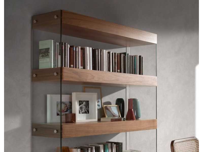 Walnut shelving and tempered glass sides - AVERY