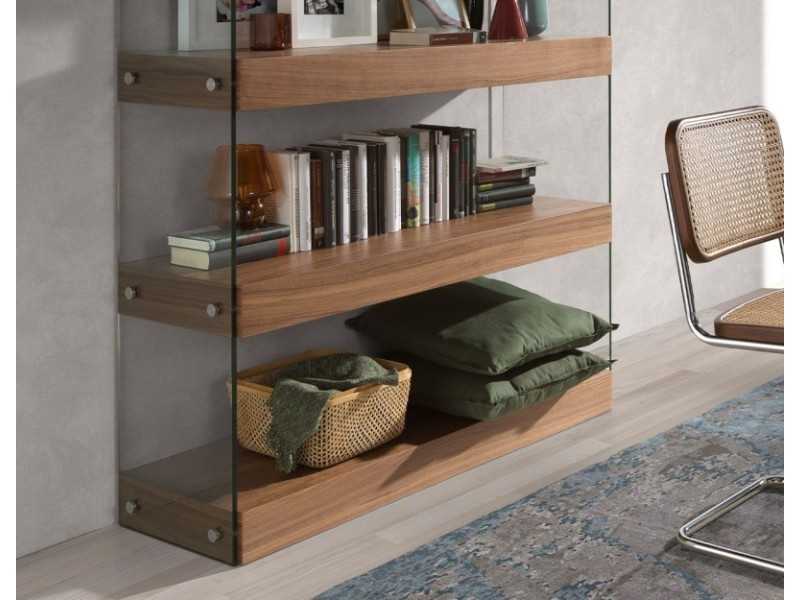 Estantería de nogal y costados de cristal templado - AVERY