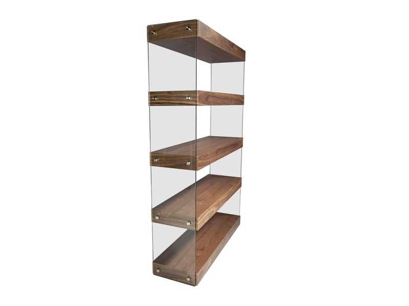 Walnut shelving and tempered glass sides - AVERY