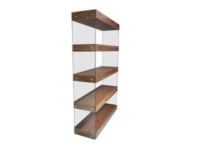 Walnut shelving and tempered glass sides - AVERY Walnut shelving and tempered glass sides - AVERY